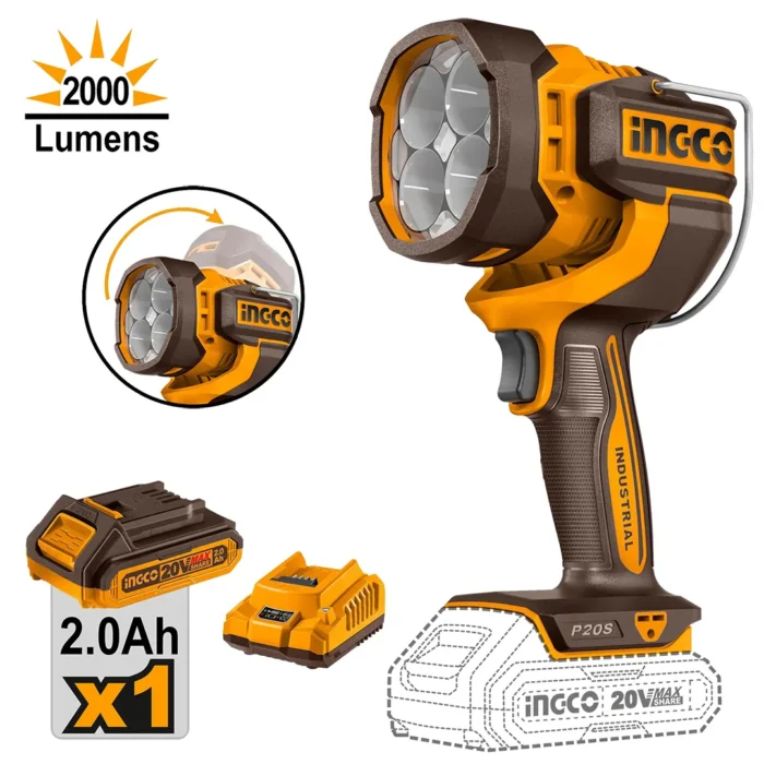 Torche ingco 20v 2000 lm – Image 1