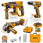 Pack visseuse meule et marteau ingco 20v 4a